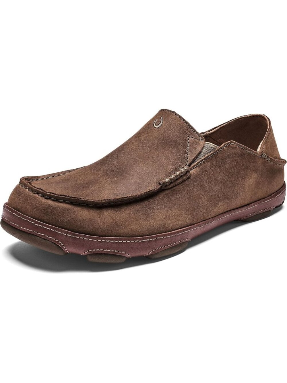 Men's Ray Toffee Moc Toe Premium Leather Block Heel Comfortable Slip On Loafers